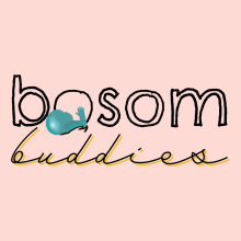 Image saying Bosom Buddies on a pink background