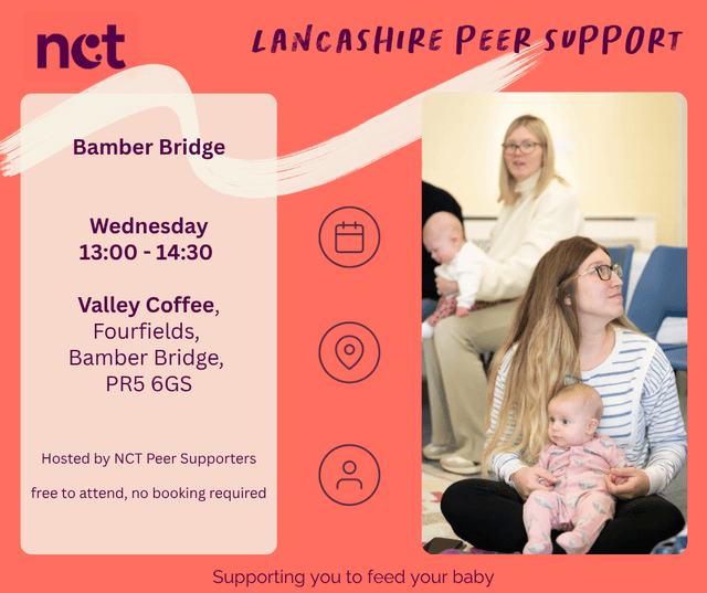 Bamber Bridge Infant Feeding Group, Every Wednesday, Valley Coffee, 13:00-14:30